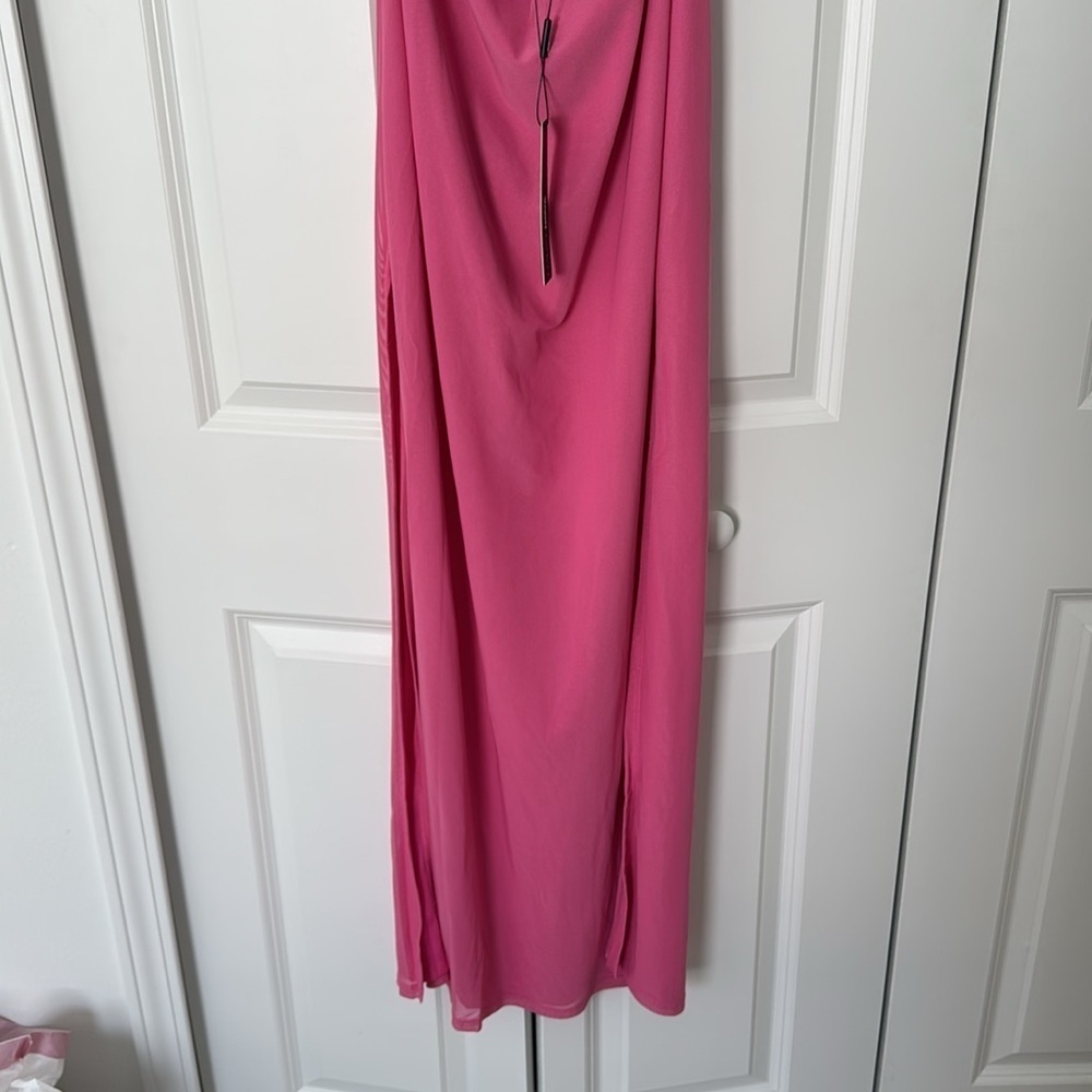 Elegant Pink Spaghetti Strap Backless Dress - Picture 4 of 5